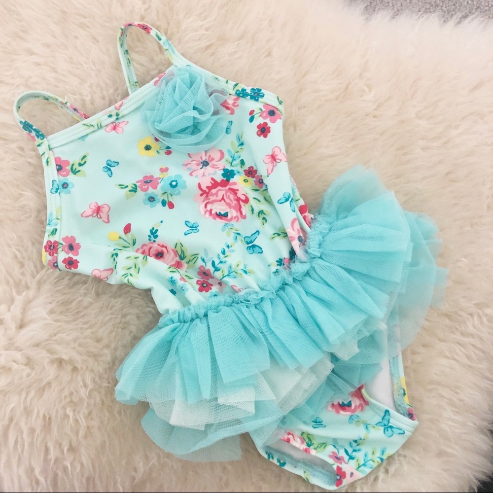 Little Me Floral Print Tutu Swimsuit